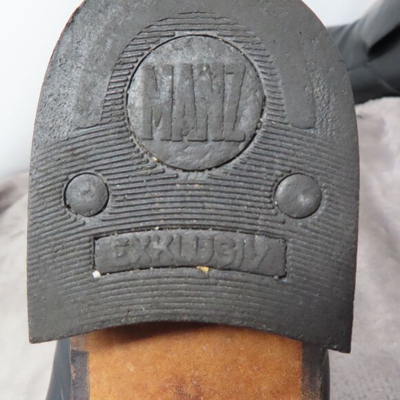 Manz Dress Shoe Mens 9 Black Leather Loafer Slip On Block Heel Made In Germany - Picture 10 of 15